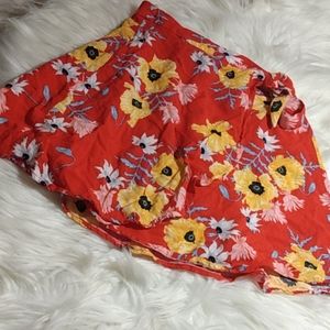 DIVIDED poppy red and yellow swim wrap skirt